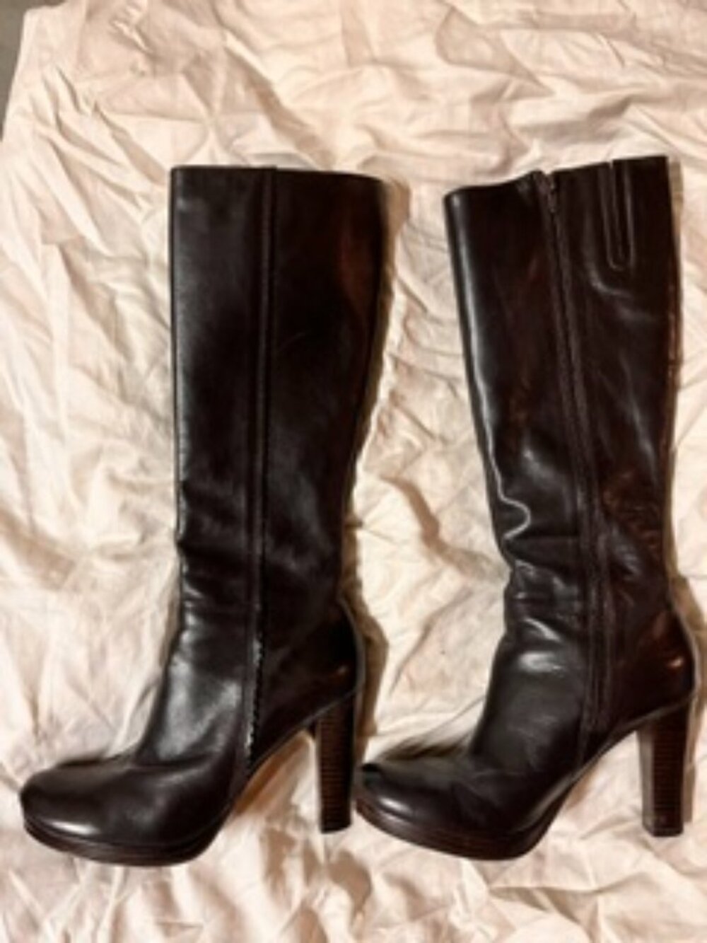 Charles David Knee-high Dk Brown All Leather Boots Size 8.5